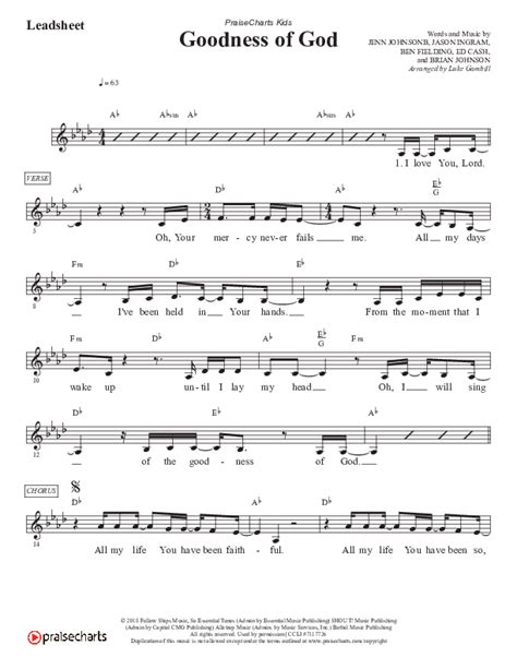 Goodness Of God (Kids) Sheet Music PDF (PraiseCharts Kids / Arr. Luke Gambill) - PraiseCharts