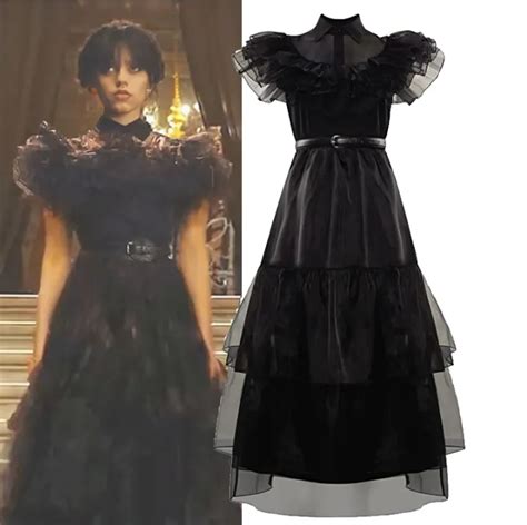 Wednesday Addams Cosplay Costume Long Lace Party Formal Dress With ...