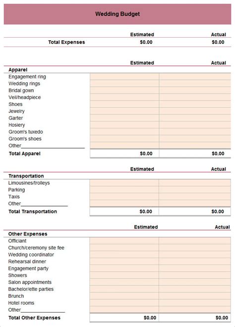 Wedding Budget Template - 16+ Free Word, Excel, PDF Documents Download!