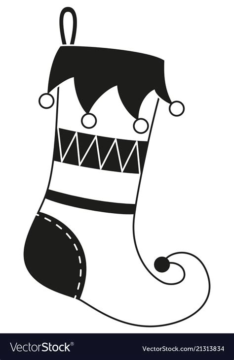 Black and white cute christmas stocking silhouette