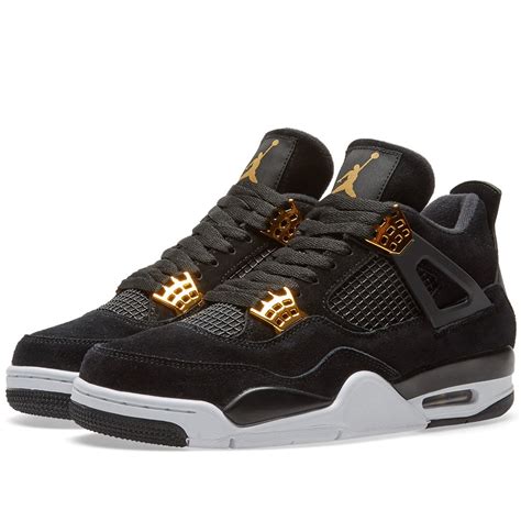 Nike Air Jordan 4 Retro 'Royalty' Black, Metallic Gold & White | END.