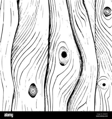 Light wood texture background with knots, black and white drawing ...