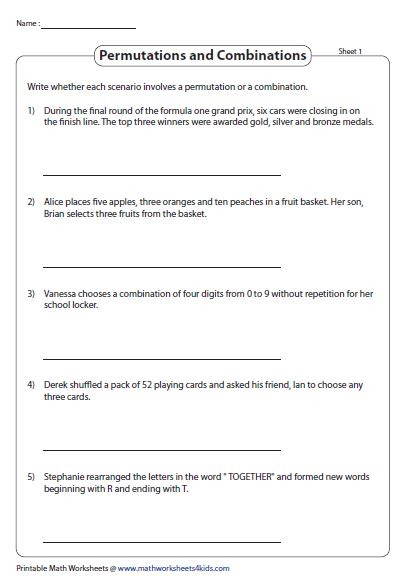 Permutations and combinations practice worksheet - vinobewer