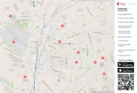 Taichung City Printable Tourist Map | Sygic Travel