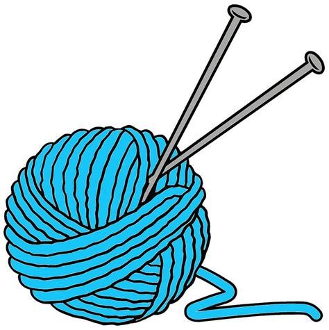 Knitting Needles And Yarn Drawing