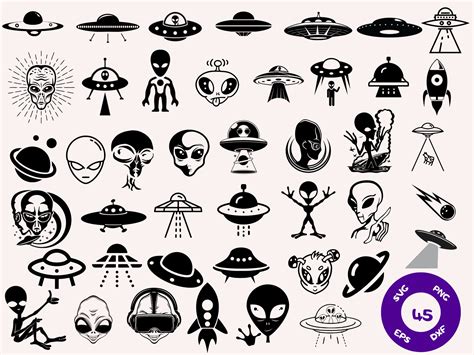 Alien Svg Alien Svg Bundle Aliens Vector Images Silhouette Clip Art | Images and Photos finder