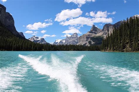 maligne lake, glacier, wake, mountain, canadian, rockies, rocky ...