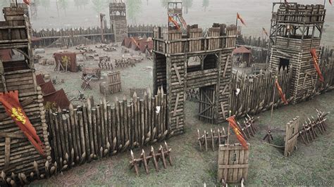 Medieval Wooden Fort - Military War Camp - Palisade Wall Fence - Bandit ...