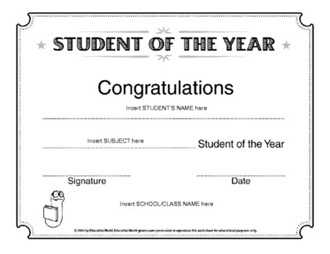 Student of the Year Award Template | Education World