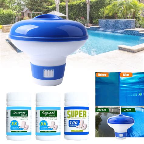 Chemical Floater Floating Tablet Chlorine Dispenser + 100 Pool Cleaning ...