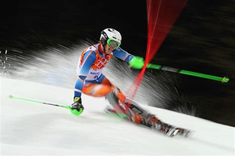 Slalom Skiers Tackle the Gates