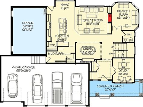 Plan 73372HS: Exclusive House Plan With 4 Car Garage And Sport Court | Exclusive house plan ...