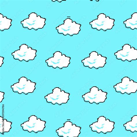 Pattern cloud pixel art. Old vintage video game. Super Mario Stock Vector | Adobe Stock