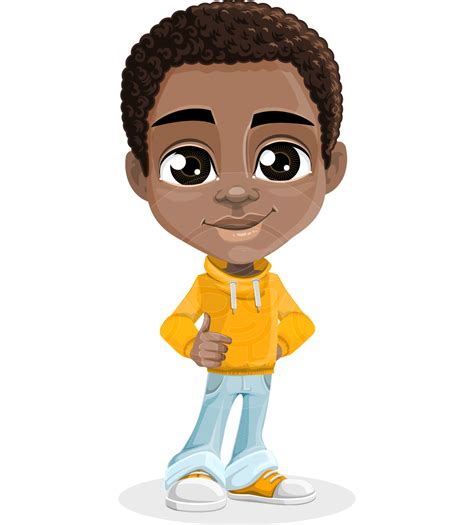 Vector Child Cartoon Character - Jorell the Playful Afro-American Boy ...