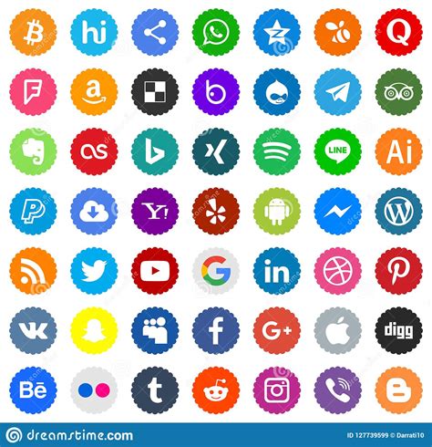 Icons Social Media Colors Vectors Editorial Stock Image - Illustration of logos, social: 127739599