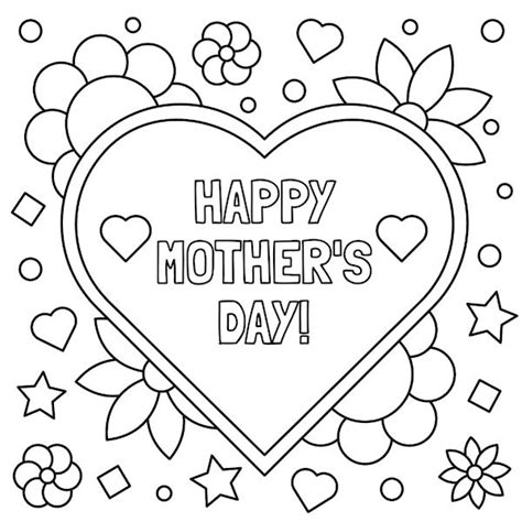 Free Printable Mother's Day Cards | Hearts and Flowers Coloring