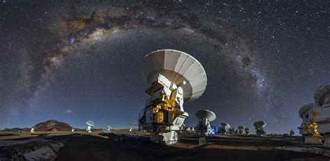 Gray satellite, landscape, ALMA Observatory, Atacama Desert, Milky Way HD wallpaper | Wallpaper ...