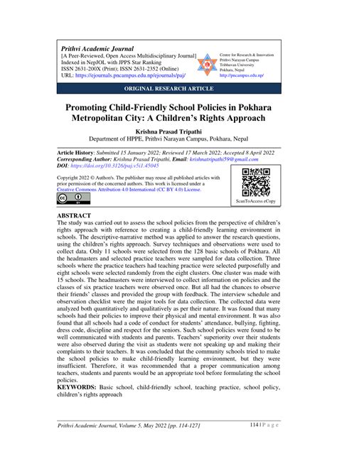 (PDF) Promoting Child-Friendly School Policies in Pokhara Metropolitan City: A Children’s Rights ...