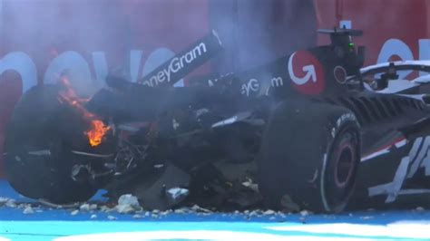 Mexico GP stopped as F1 car bursts into flames after huge high-speed ...