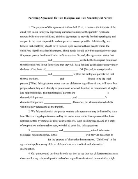 Basic Parenting Agreement Sample - How to draft a Basic Parenting ...