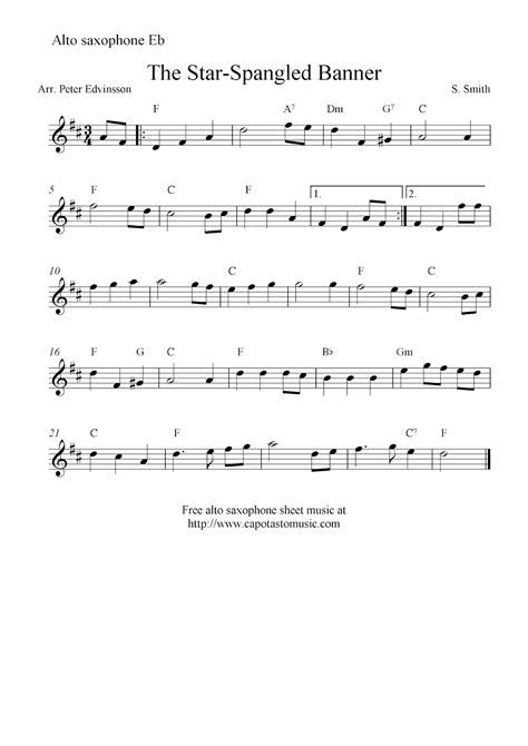 Free Printable Alto Saxophone Sheet Music