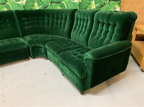 Mid Century Green Velvet Tufted Sectional Sofa – Marjorie and Marjorie