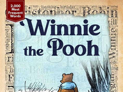 Winnie the Pooh Book Cover on Vintage Word Cloud, Children's Book ...