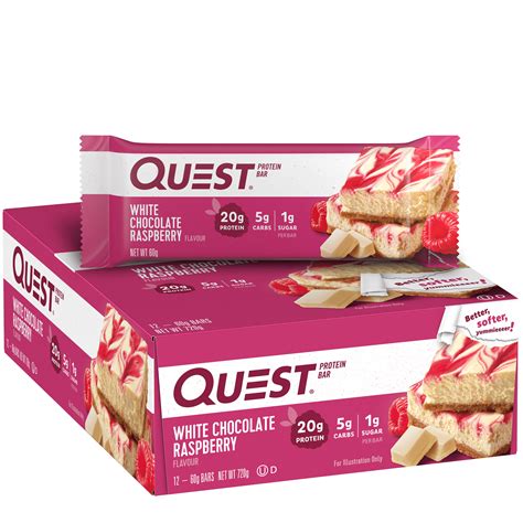 Quest Protein Bar, White Chocolate Raspberry, 20g Protein, 12 Ct - Walmart.com