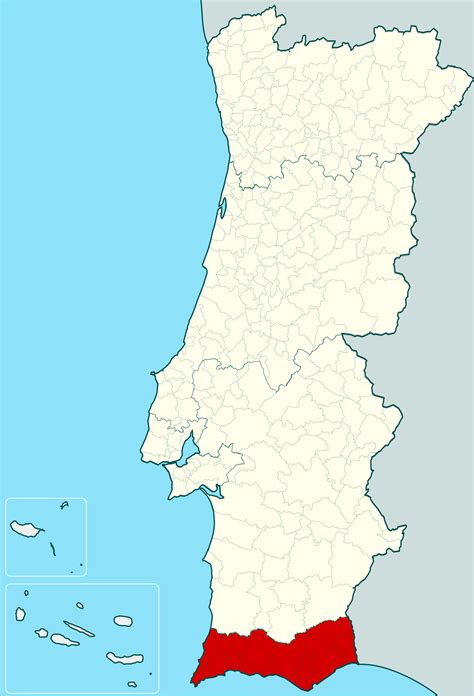 Large location map of Algarve in Portugal | Algarve | Portugal | Europe | Mapsland | Maps of the ...