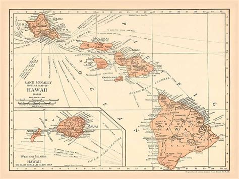 Hawaiian Islands Vintage Map Antique hawaiian map | Vintage map ...