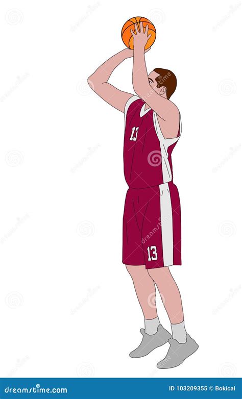 Basketball Player Shooting Free Throw Stock Vector - Illustration of ...