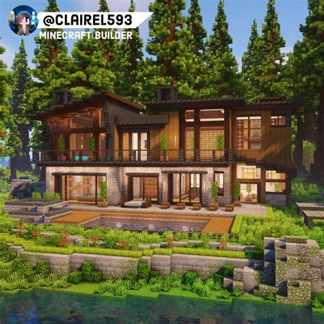 Minecraft Cabin, Minecraft Modern Mansion, Modern Minecraft Houses ...