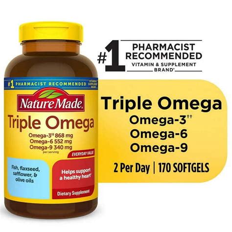 Nature Made Triple Omega 3 6 9 Softgels; Dietary Supplement; 170 Count - Walmart.com