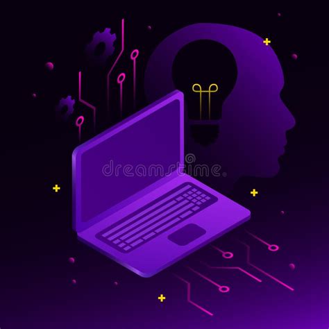 Graphic Laptop and Human Profile Outline. AI Illustration Stock Vector - Illustration of ...