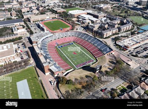 A general overall aerial view of Gerald J. Ford Stadium (center) and the Washburne Soccer and ...