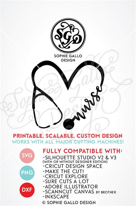 Nurse Love Stethoscope SVG DXF PNG Digital Download Files for - Etsy