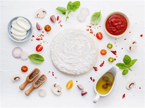 Fresh pizza dough ingredients on white 2032393 Stock Photo at Vecteezy