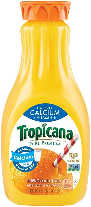 Tropicana Pure Premium No Pulp Calcium + Vitamin D 100% Orange Juice ...