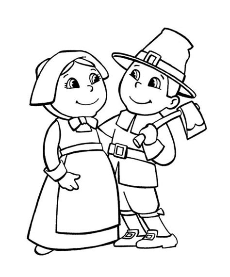 Gambar Free Printable Pilgrim Coloring Pages Kids Cute Couple di Rebanas - Rebanas