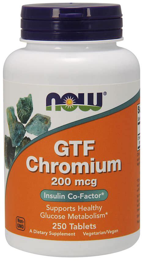 NOW Supplements, GTF (Glucose Tolerance Factor) Chromium 200 mcg, 250 ...