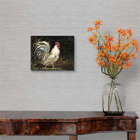 Rooster on Black Canvas Art Print | eBay