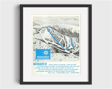 1967 MONARCH MOUNTAIN Ski Trail Map Ski Map, Ski Art, Ski Decor, Ski Home Print, Vacation Home ...