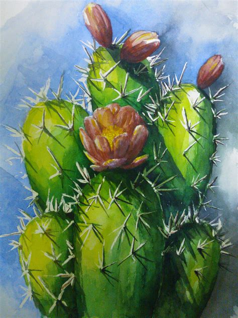 View source image | Cactus painting, Cactus flower painting, Desert painting