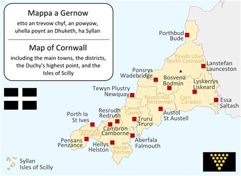 Towns of Cornwall - in Cornish and English : MapPorn