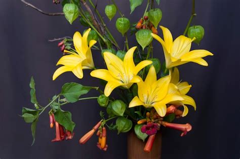 Premium Photo | Beautiful yellow lilies bouquet