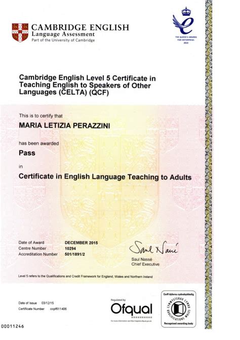 Perazzini Cambridge CELTA Certificate