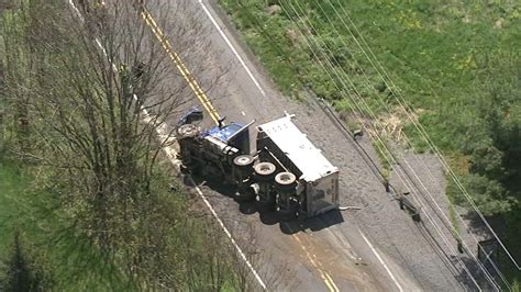 Dump truck flips on its side in Newtown Twp., Bucks Co. crash - 6abc Philadelphia