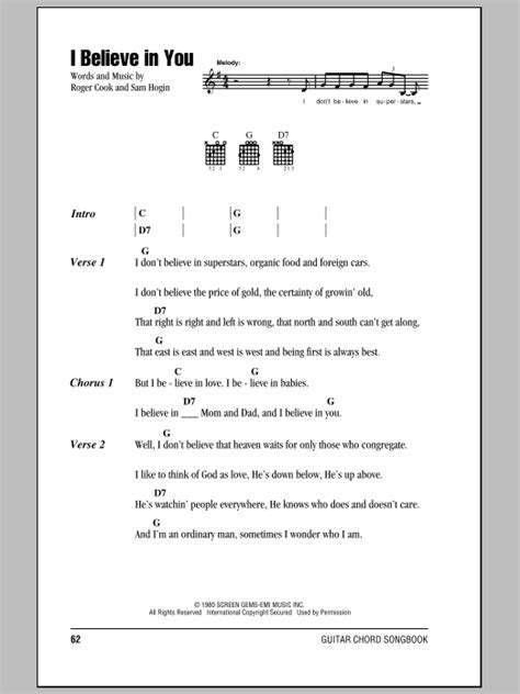 I Believe In You by Don Williams - Guitar Chords/Lyrics - Guitar Instructor