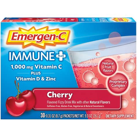 Emergen-C Immune Plus Vitamin C Supplement Powder, Cherry, 30 Ct - Walmart.com - Walmart.com