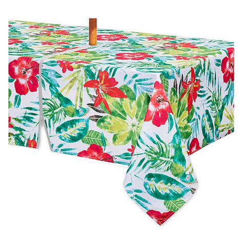Outdoor Tablecloth with Hole and Zipper for Umbrella Table Lanai Tropical (70 x 70 Square ...